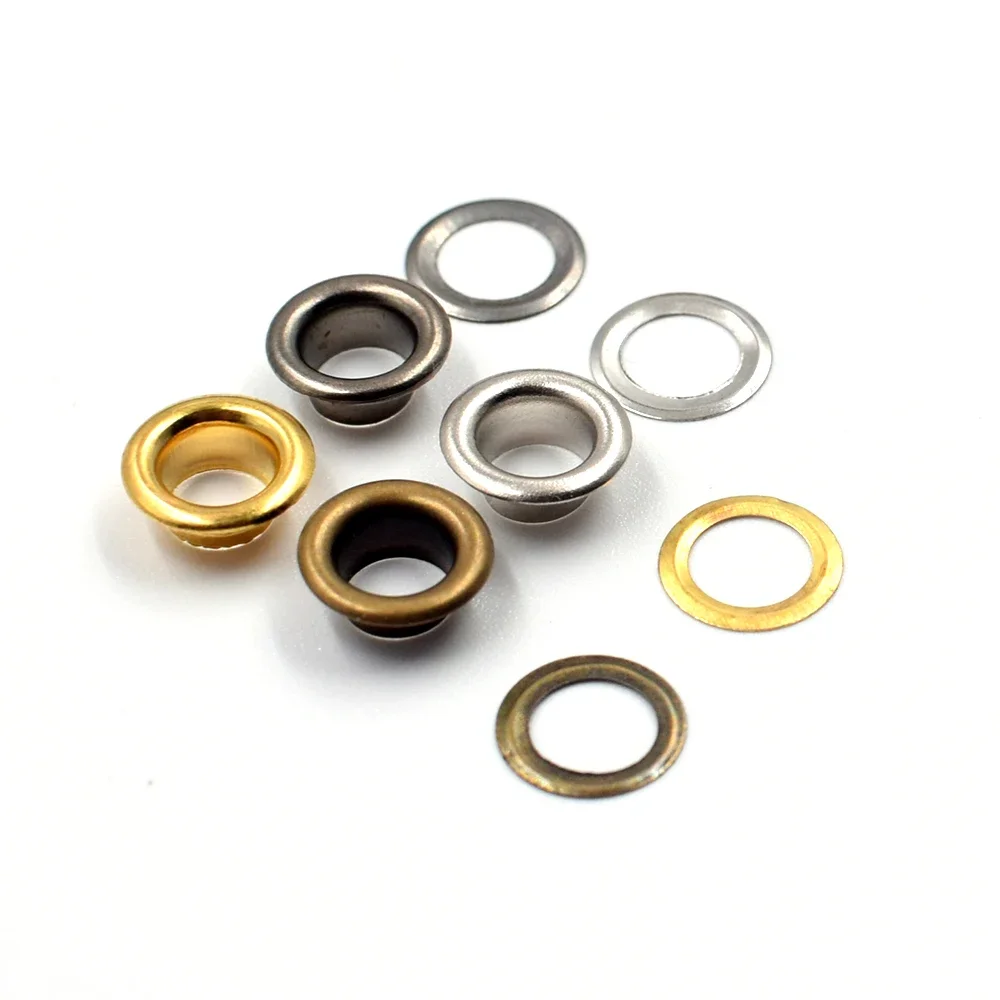 Eyelet Grommet Ring Kit Eyelet Grommet Ring 1000sets Eyelets Inner Diameter 4mm-6mm Brass Eyelets with Washer DIY Handmade Craft Sewing Clothing Belt Bulk Accessories