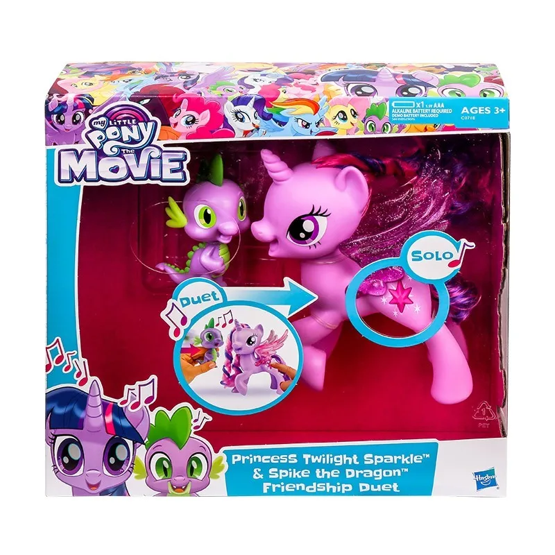 

Hasbro My Little Pony Dolls Toy Muisc Lights Rainbow Twilight Sparkle Spike Dragon Action Figures Children Girls Birthday Gifts