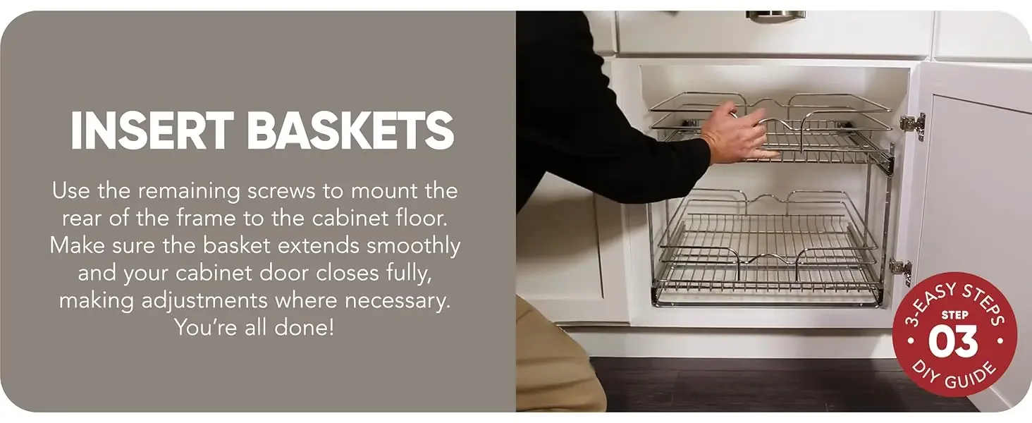 Rev-A-Shelf 5WB2-1522CR-1 15 x 22in 2-Tier Cabinet Pull Out Wire Baskets, Chrome