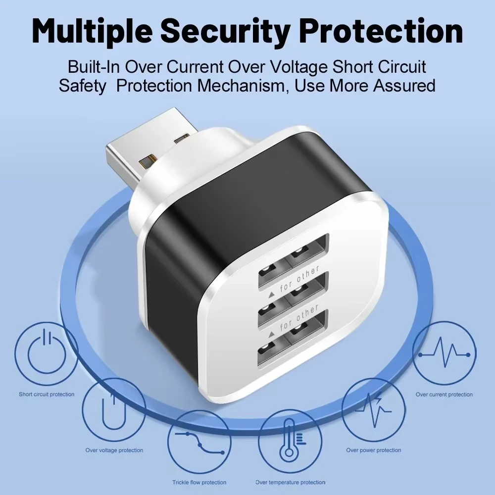3 Port USB Slots Adaptor USB 3 in 1 2.0 Multple Interface Extender Electronics Extender Charger Hub Splitter Accessories