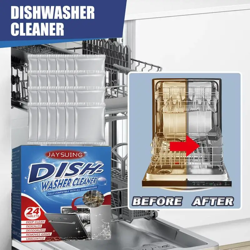 Dishwasher Cleaner Dishwasher Detergent 24 Pieces Dishwasher Cleaner Deodorizer Cleaning Tablets