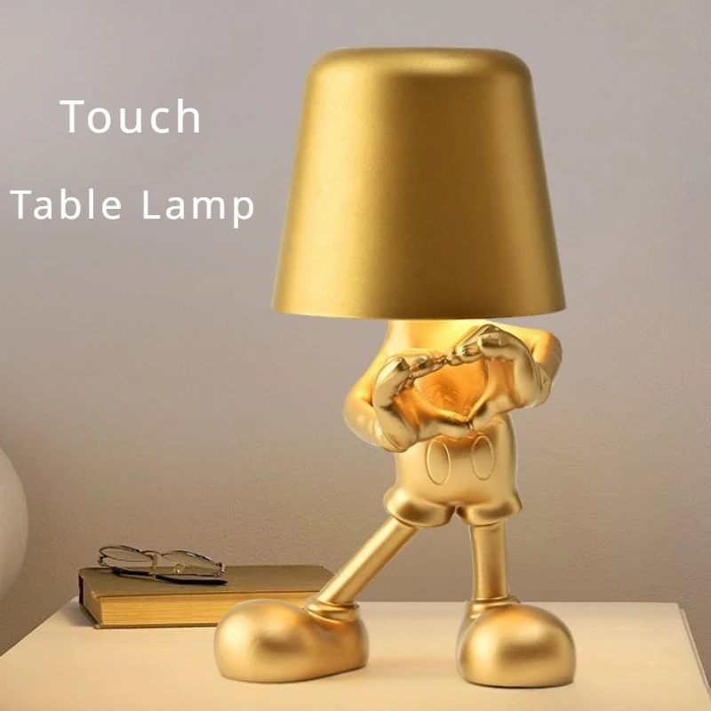 new-xiaojinren-touch-charging-desk-lamp-study-bedroom-bedside-small-night-lamp-italian-ins-decorative-resin-lamp