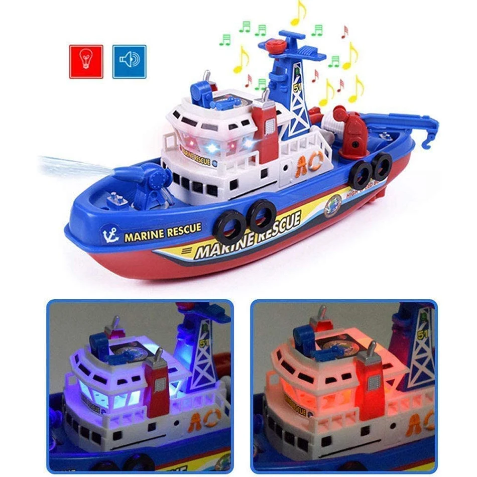 Baby Bath Toys for Kids Electric Marine Rescue Model Spray Water Play Toys for Children Shower Bath Toy with LED Light Music 5