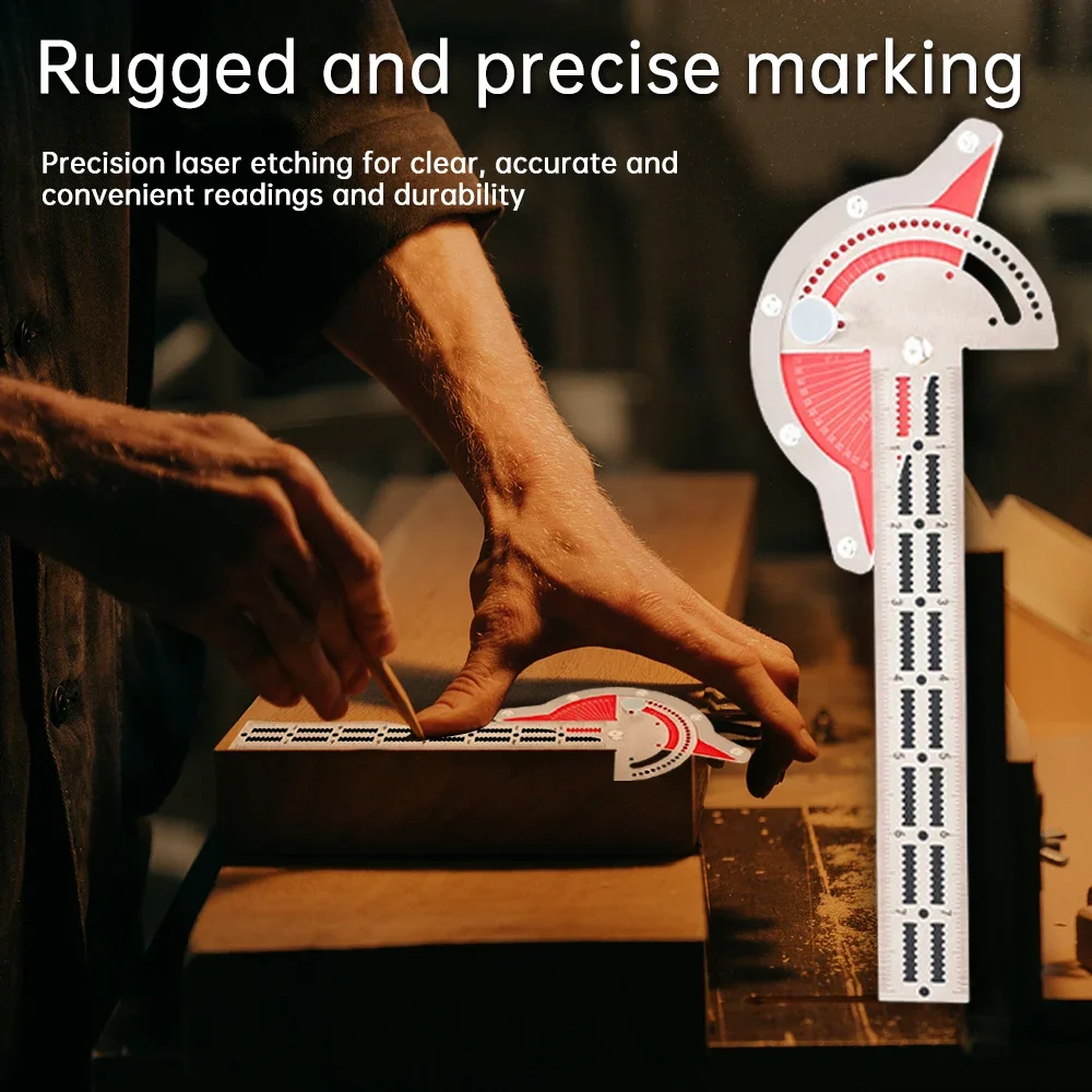 0-180 Degree Angle Gauge Woodworkers Edge Ruler Stainless Steel Protractor Angle Finder Ruler Precision Carpenter Measuring Tool
