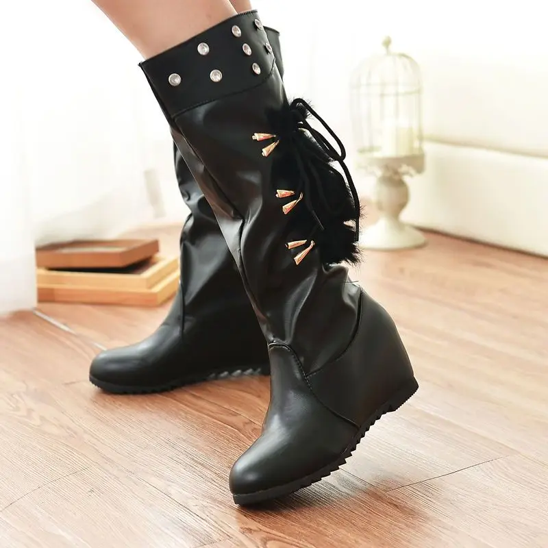 

Женские байкерские ботинки до середины икры, черные ботинки с круглым носком на среднем каблуке, весна 2024