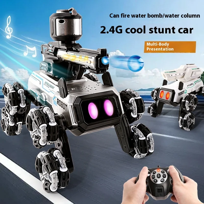 Yl-118 2.4g Eight Wheel Robot Dog Stunt Vehicle Launch Water Gun Climbing Deformation Drift Boy Remote Control Toy Car