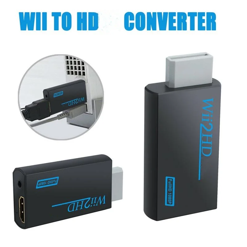 Full Hd 720P 1080P Per Display Monitor Pc Hdtv Wii2Hd Adattatore Convertitore Da Wii A Hd Portatile Jack Da 3.5Mm Uscita Audio Video Aux