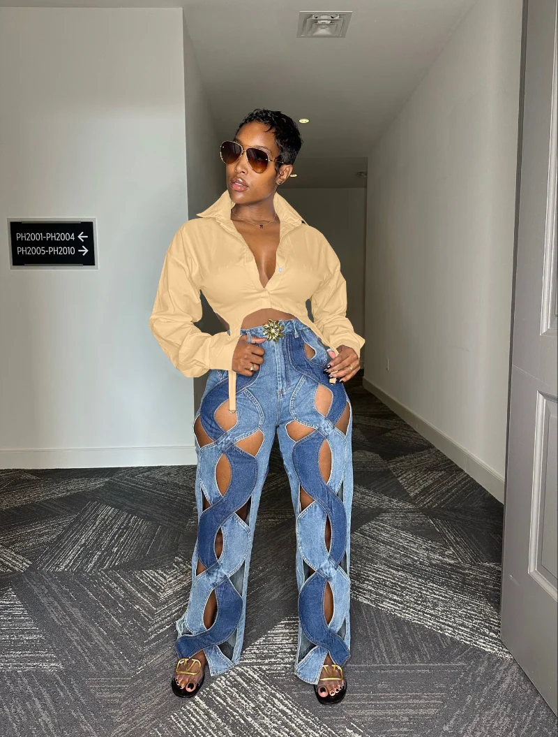 Fashion Streetwear Tie Knot Short Blouse Top Casual Long Sleeve Crop Tops Autumn Women Clothings Matching Cargo T Shirts Outfits
