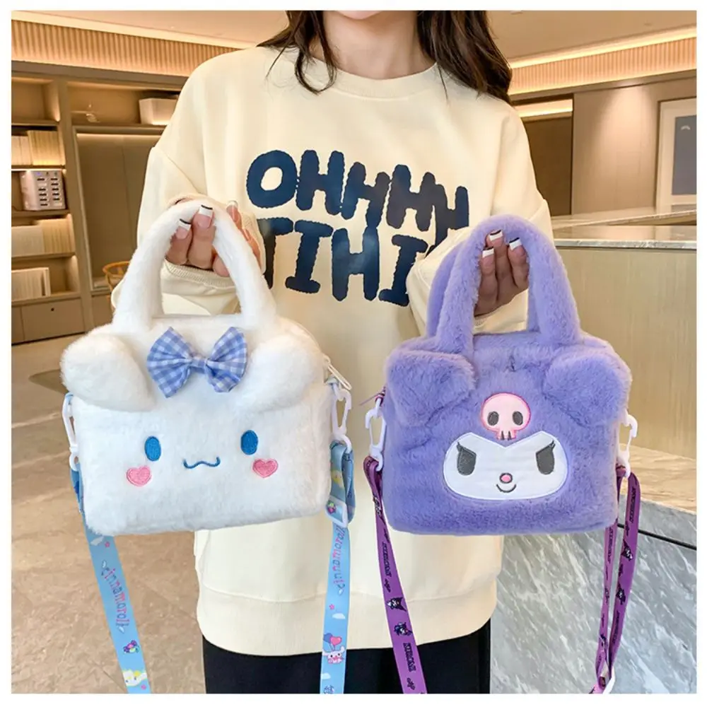 

Sanrio Plush Bag Kawaii Kuromi Cinnamoroll Melody Cartoon Anime Handbag Crossbody Cosmetic Travel Storage Bags Women Girls Gifts