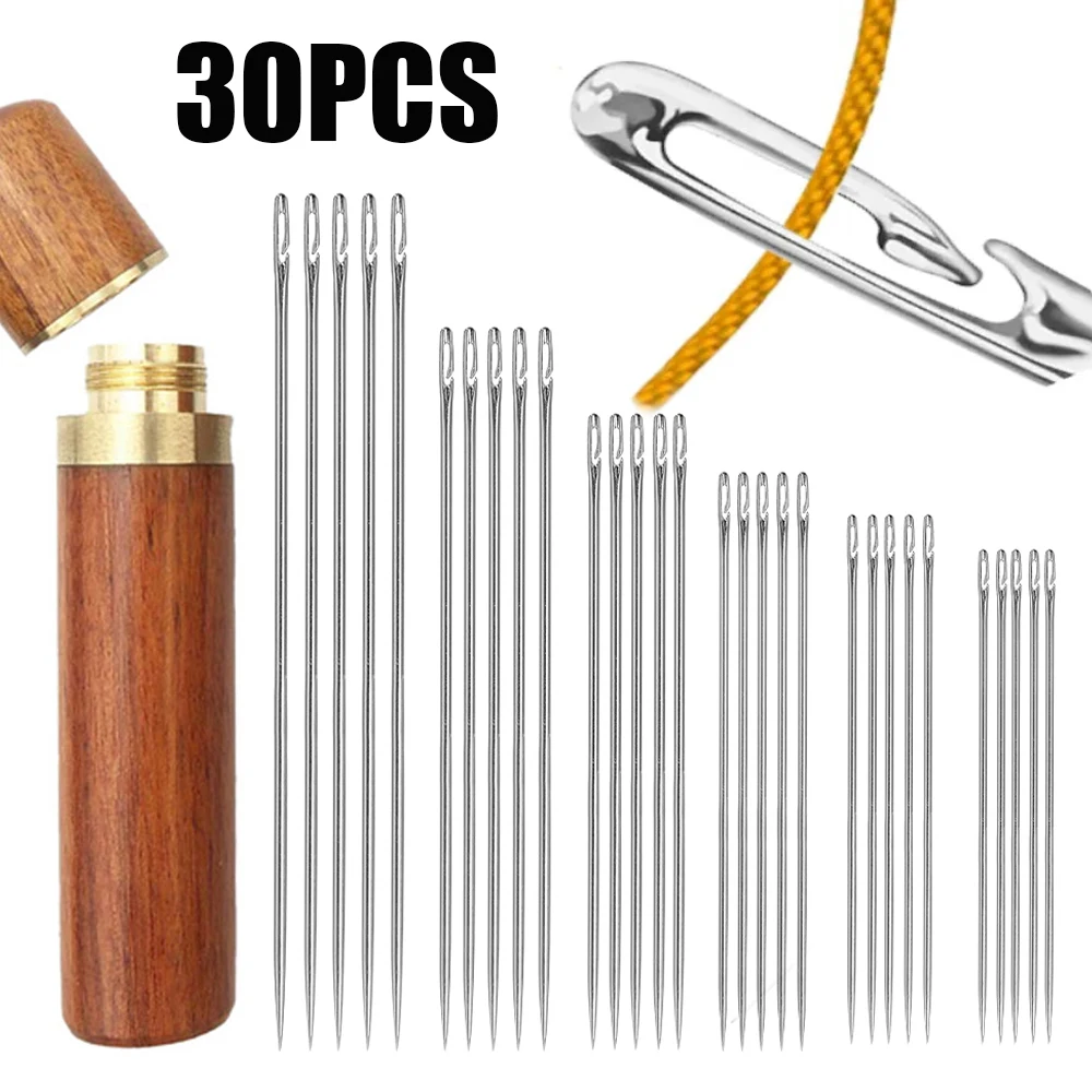 Description Picture 3 of item30/12Pcs Blind Sewing Needle Elderly Side Hole Stainless Steel Self Threading Needle for Stitching Pin Household DIY Sewing Tool
