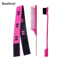 Ultimate Hair Styling Kit: Elastic Bands, Lace Front Tools, and Edge Perfecting Accessories (Band set - 3pc - bowknot)