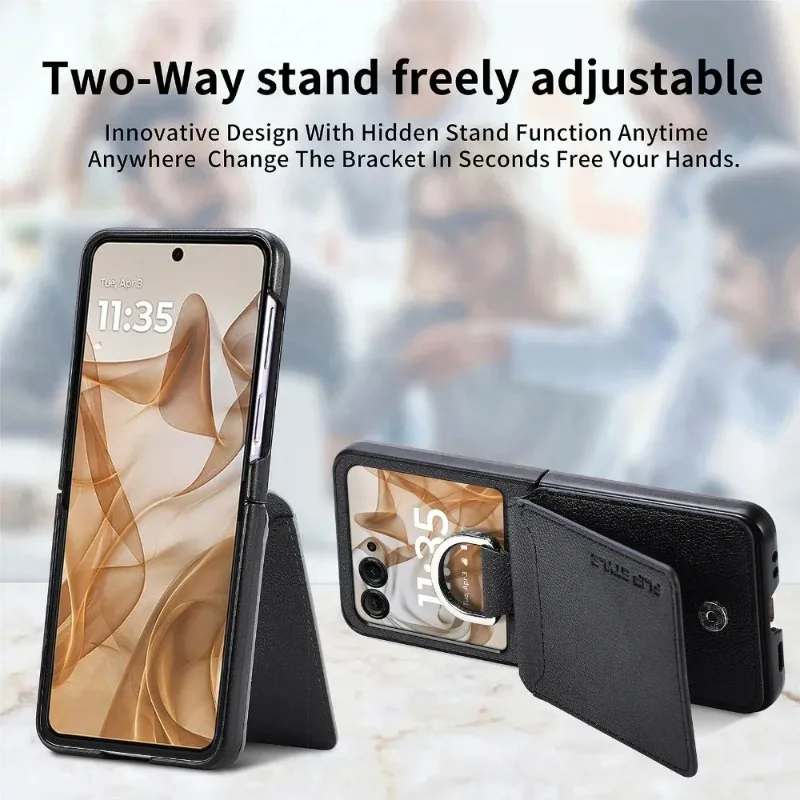 Ultra PU Leather Phone Case with Finger Ring, Card Holder, and Wallet Pouch