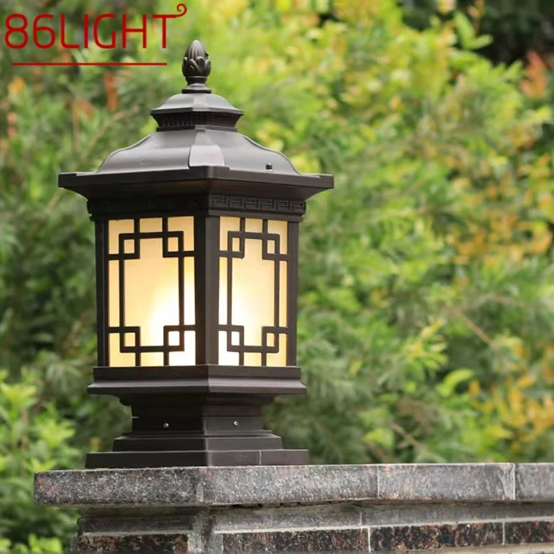 86LIGHT Outdoor Classical Post Lamp Simple Electricity LED Pillar Light Waterproof for Villa Courtyard Retro Garden Landscape