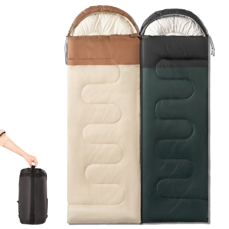 

Adult Outdoor Camping Sleeping Bag -10-20℃ 4 Seasons with Hat Spliceable Envelope Winter Warm Sleeping Bag Hiking Fishing