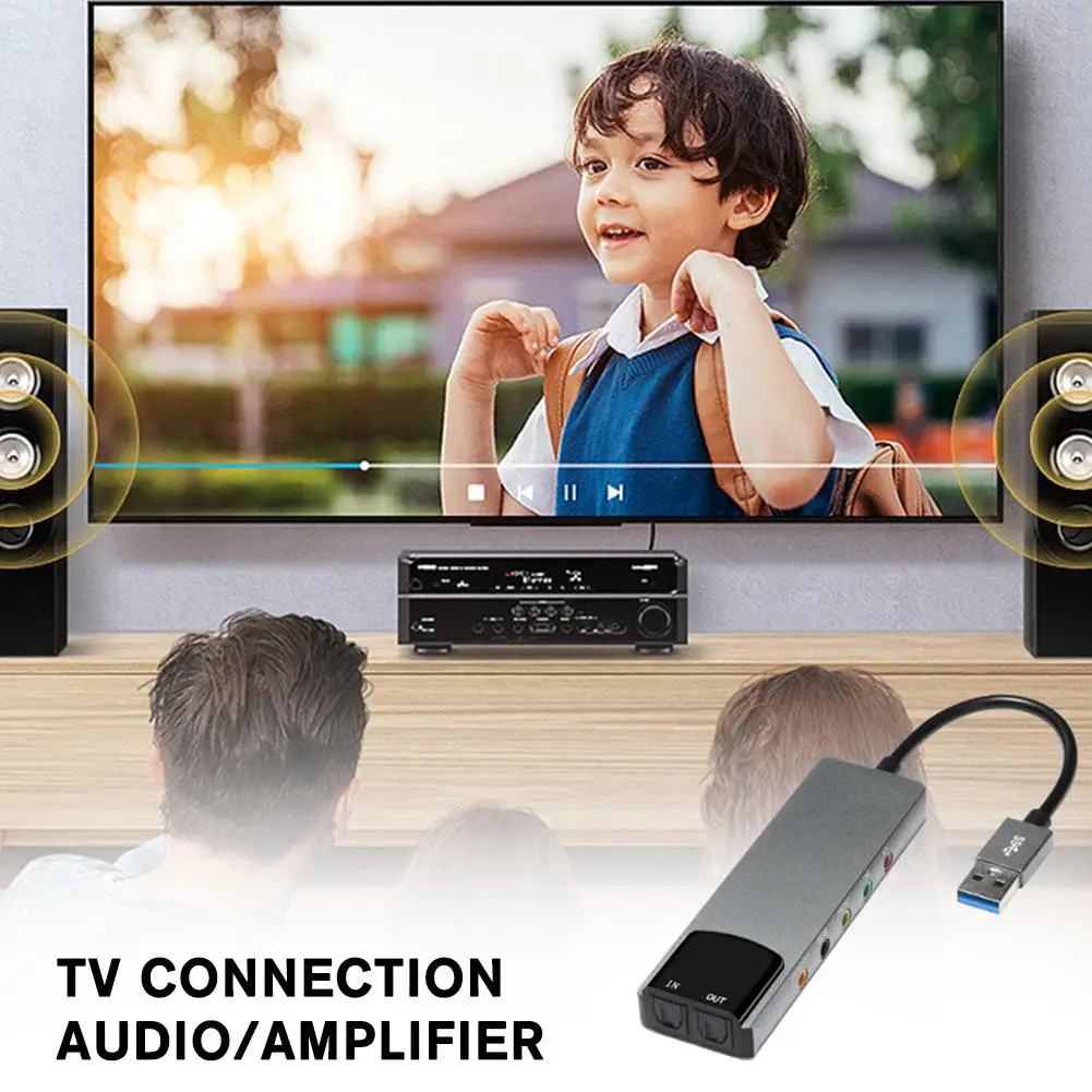 Aluminium Alloy USB Sound Card 6 Channel Professional 5.1 Optical External Audio Card Converter CM6206 Chipset for Laptop PC