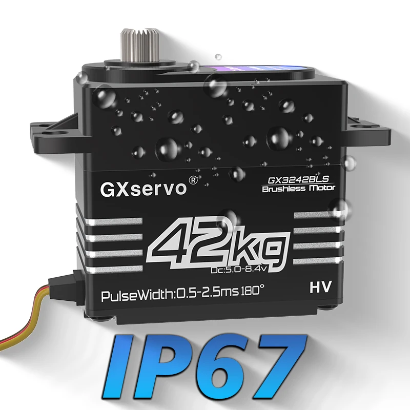 Servo numérique sans balais 42KG GXservo QY3242BLS installé sur un châssis de voiture RC 1/8, prêt à l'emploi