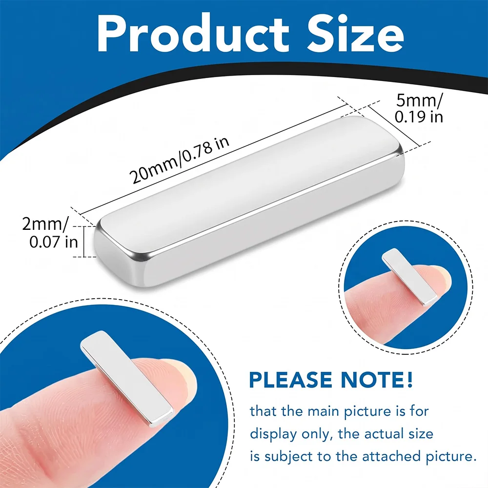 Super Powerful Permanent Block Magnets for Fridge and DIY Projects, 20mm x 5mm x 2mm, 20-50 Piece Set
