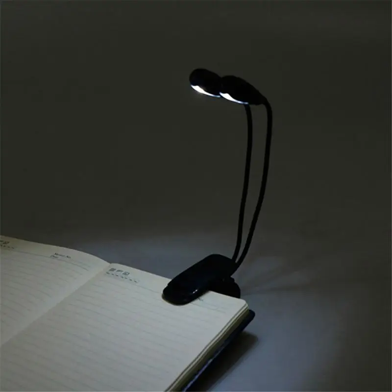 

Flexible 2 Dual Arms Clip On 4 LED Light Lamp for Book Reading Tablet Lamp