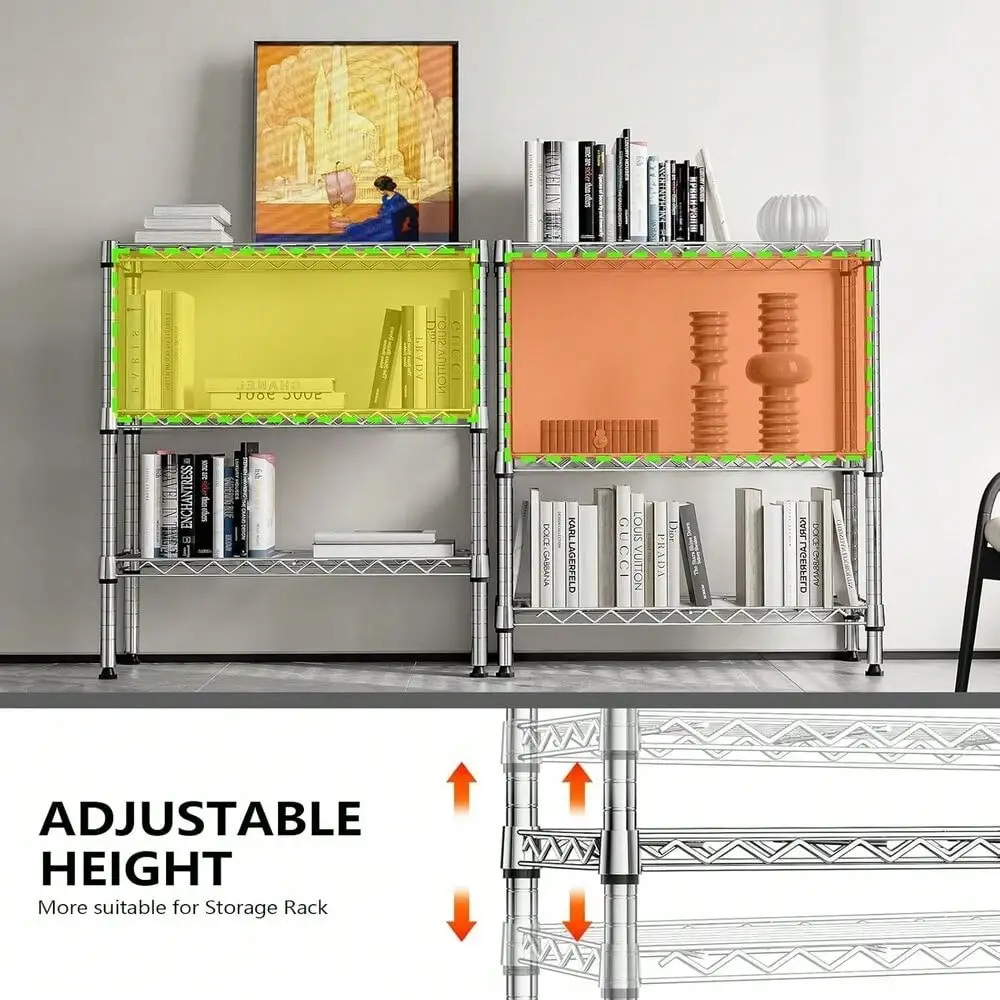 3 Tier Wire Shelving Metal Shelves Organizer Adjustable Chrome Wire Rack Storage 3
