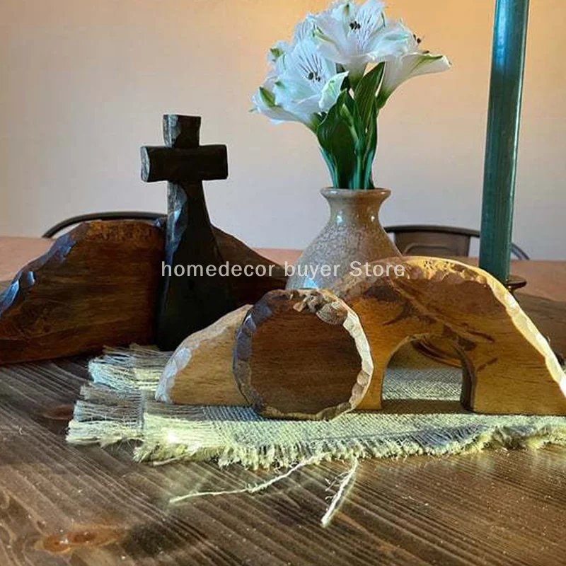 Cross Easter Decorations Home Figurine Ornament Tomb Easter For Holiday Table Decor