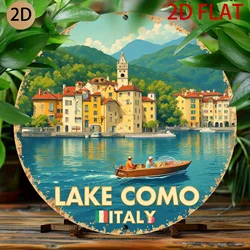 Italian Lake Como Vintage Metal Wall Art - Retro Tin Sign for Home or Travel - Themed Decor (1)