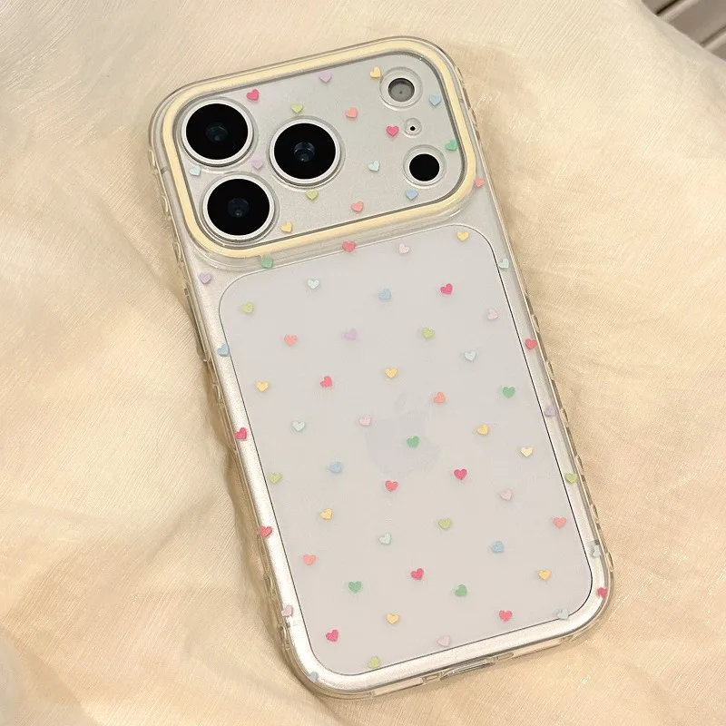 Einfache Bunte Herzförmige Handyhülle für iPhone 17 16 15 11 12 14 13 Pro Max Mini XS XR 7 Plus 16E Stoßfeste Transparente Schutzhülle