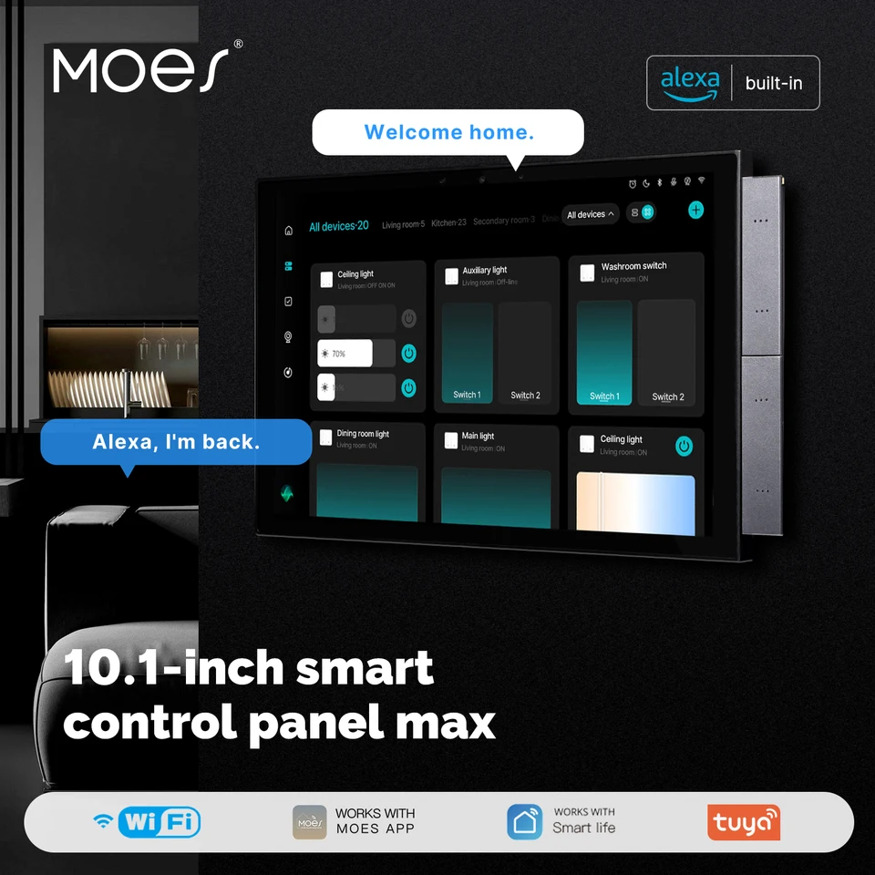 MOES 3.5'' Smart Home Display, All-in-One Control Panel, Integrated BLE & Mesh Hub, IR Remote Control, Control Tuya Smart Switches, Doorbells, Thermostats, Compatible With Alexa & Google Home - Online Marketplace