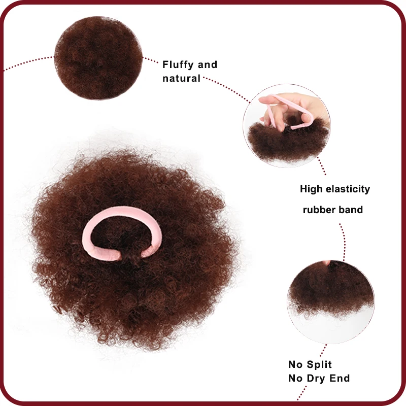 LUPU Kid's Summer 2 Packs Kid Ponytail Double Afro Puffs Kinky Curly Hair Bun For Baby Age 0-2 Natural Black Synthetic Hair