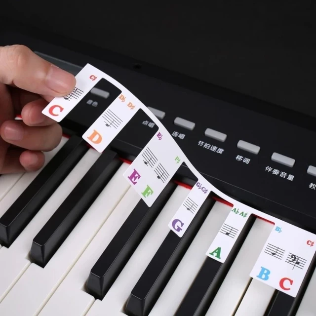 61 teclas 88 teclas removível piano para etiquetas chaves teclado de piano  adesivos piano ancinho notas marcador sobreposição para piano fingering 1 pc  - AliExpress