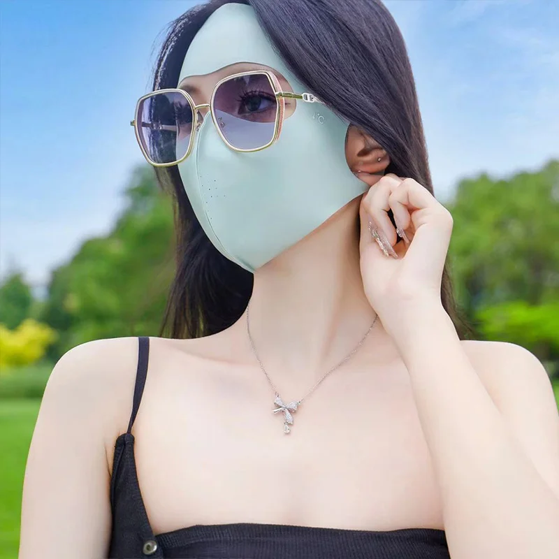 1/2Pcs Summer Full Face Mask Sun Protection Men Women Face Mask For Outdoor Travel Ice Sense Breathable Elastic Facekini-sunscreen face mask