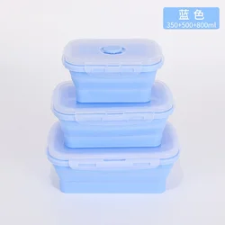 Compact Silicone Collapsible Food Storage Containers with Vented Lids, 11.8 oz (3PCSblue)