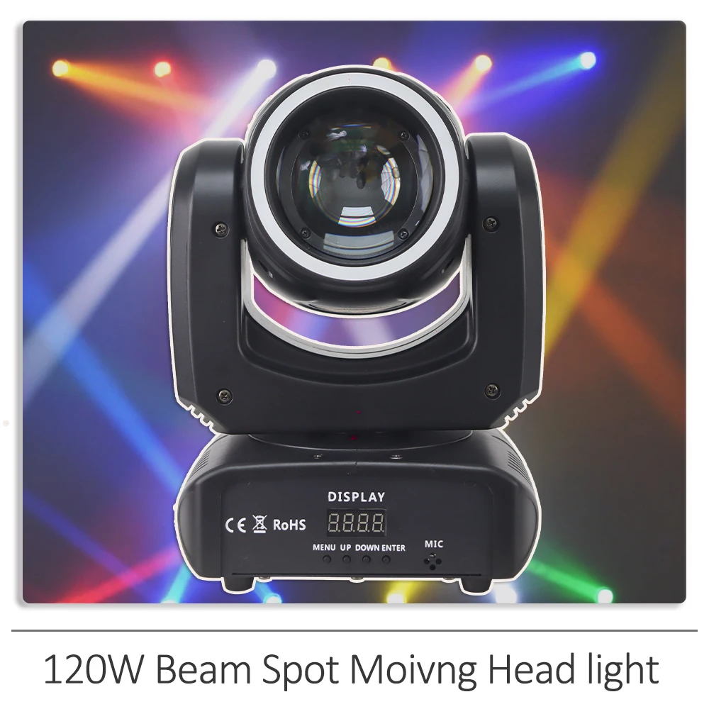 

YUER LED 120W Beam Spot Moving Head Light With Aperture 18 Prism 9 Colors DMX512 DJ Disco Party Club Bar Stage Lighting Effect