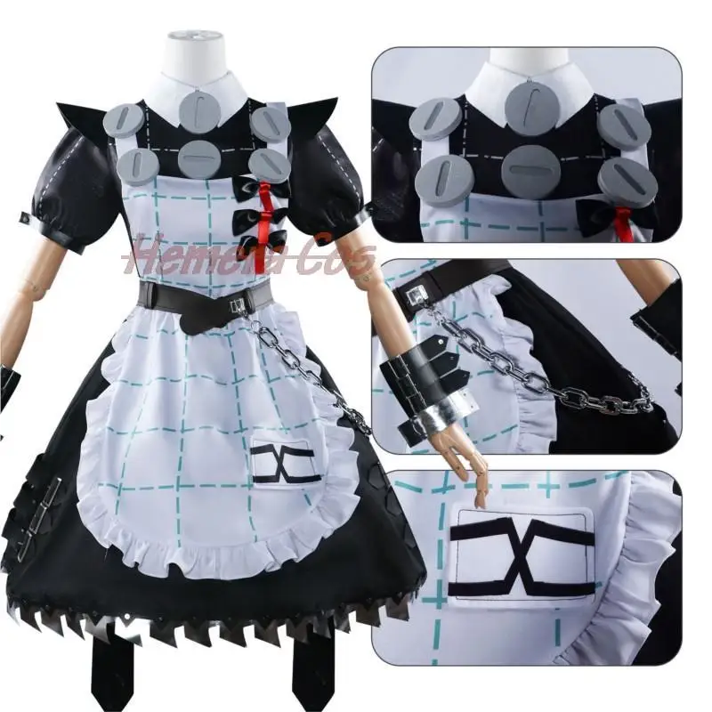 

Zenless Zone Zero Dress Corin Wickes Cosplay Costume Wig Game Gothic Maid Skirt Green Double Ponytail Wig Chain Apron Socks Set