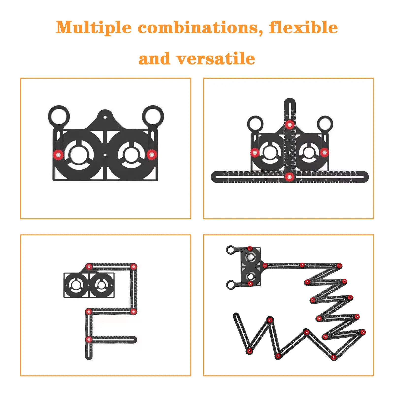 12 Fold Angle Ruler Multi Angle Aluminium Alloy Measuring Ruler Perforated Mold Template Tool Locator Drill Guide Tile Hole 4