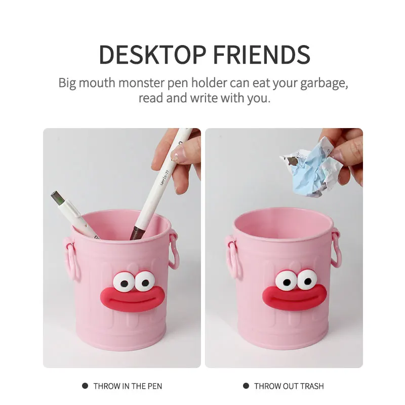Pen Holder Big Mouth With Legs DIY Letter Sticker Makeup Brush Desktop