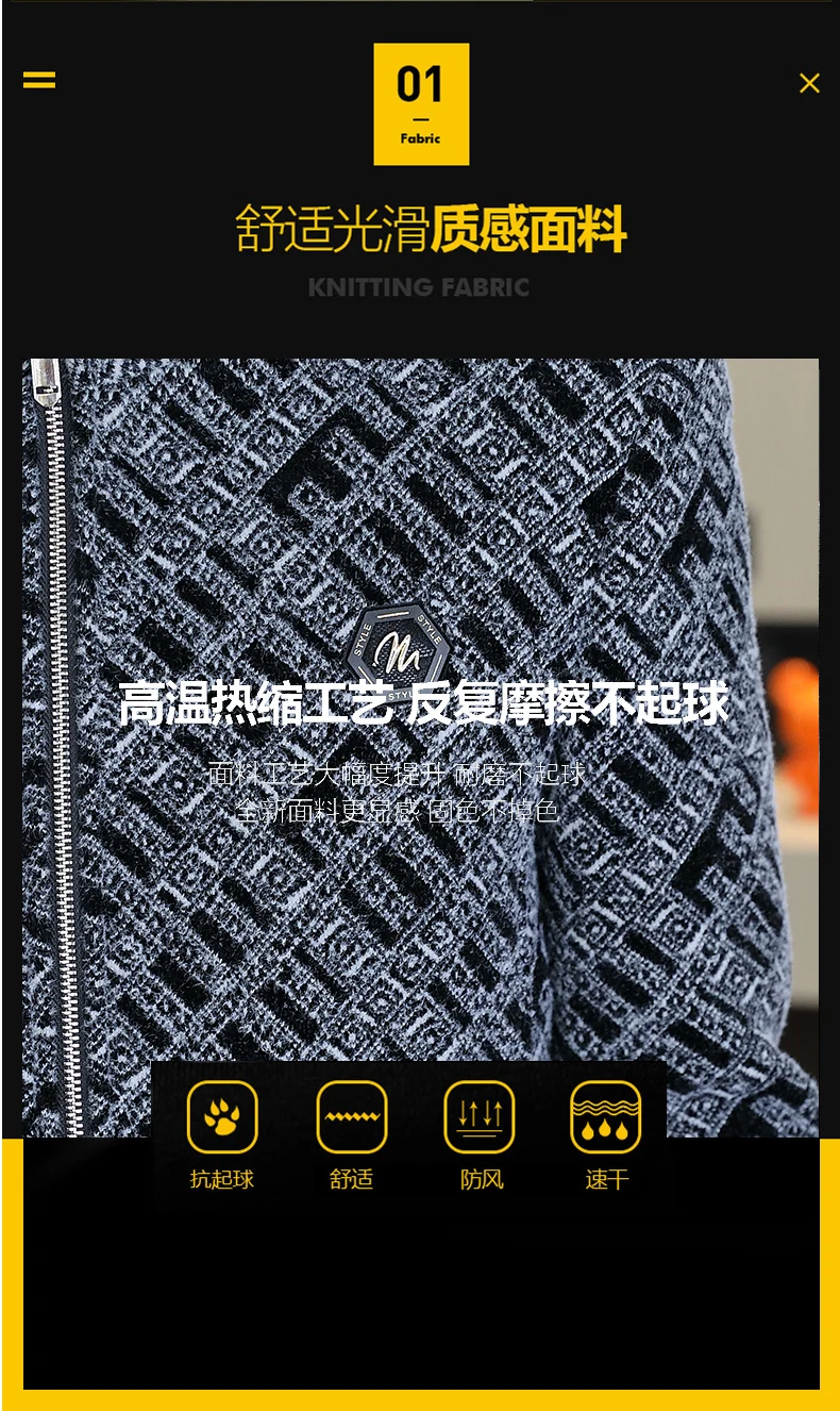 Description Picture 5 of itemBrand Winter Wool Blends Jackets Men Fashion Printed Thickened Warm Business Trench Coat Slim Stand Collar Windproof Overcoat