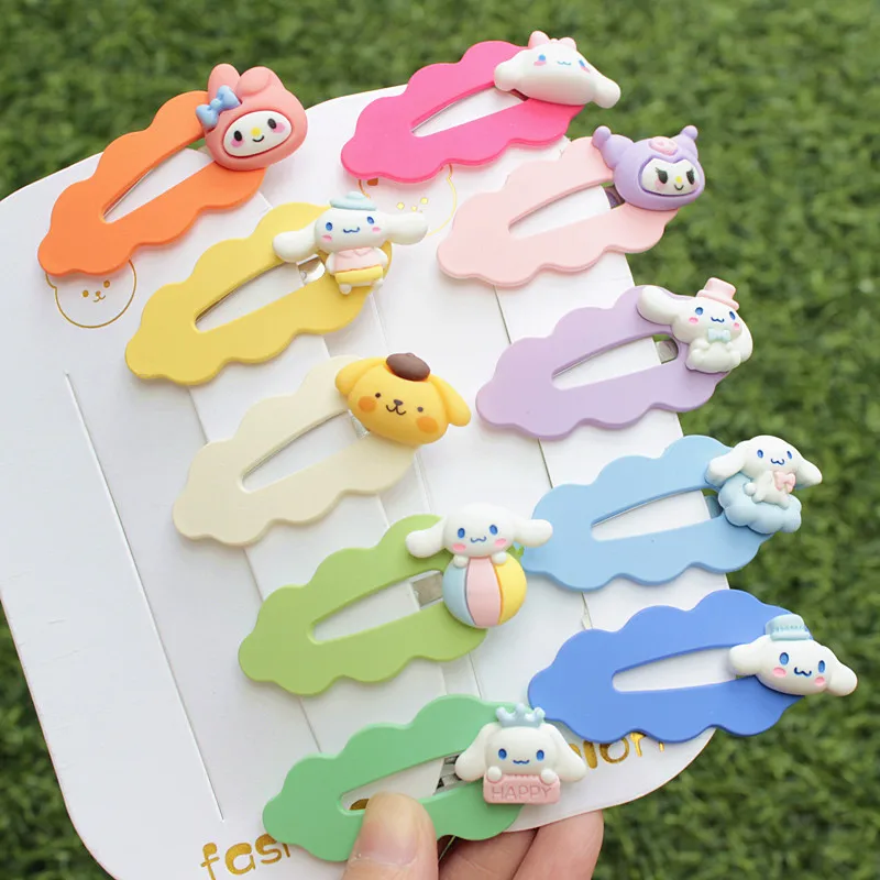 Sanrio Cartoon Hairpin Kawaii Girl Bangs Side Clip Girl Fresh And Sweet Kuromi My Melody Cinnamoroll Cute Color Hairpin Decorare