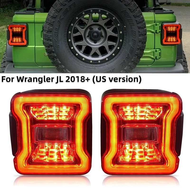 

1 Pair Car LED Tail Light Double Flashing Running Light Start Brake Light Reversing Lamp for Wrangler JL 2018+ (US Version)