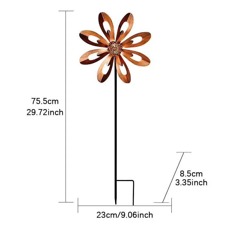 Wind Spinner With Stake Standing Lawn Flower Pinwheel Outdoor Garden Decor Sunflower Windmill Metal Rotating Fashion Windmill garden art decor windmill toys garden windmill wind spinner sunflower wind spinner