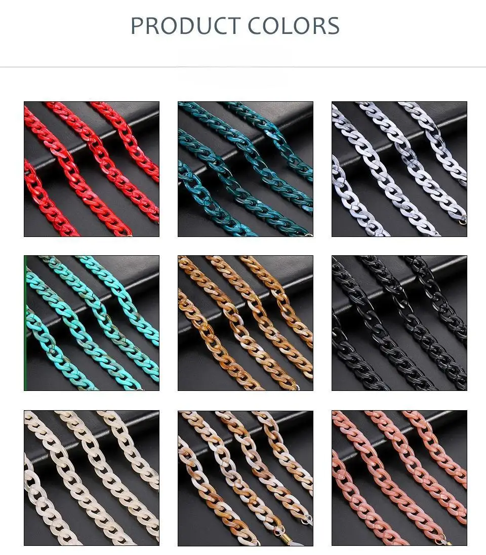 Trendy Acryl Sonnenbrille Brillenketten für Frauen Halter Schnur Lesekette Lanyard Brillen Hängende Halskette Großhandel – Detail 6