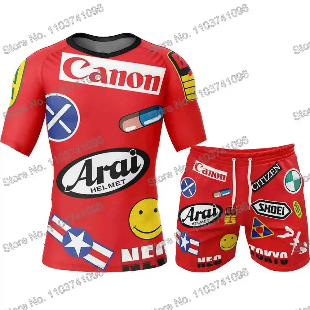 Akira Rash Guard Diving T-Shirt Shorts BJJ Boxing MMA Swimwear Men Summer Short Sleeve Surf Clothing Women GYM Tops Sportswear