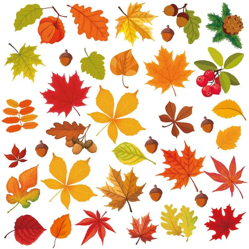

Fall Window Clings Fall Thanksgiving Maple Leaves Window Clings 64pcs Assorted Realistic Maple Leaf Stickers Glass Sticker Decor