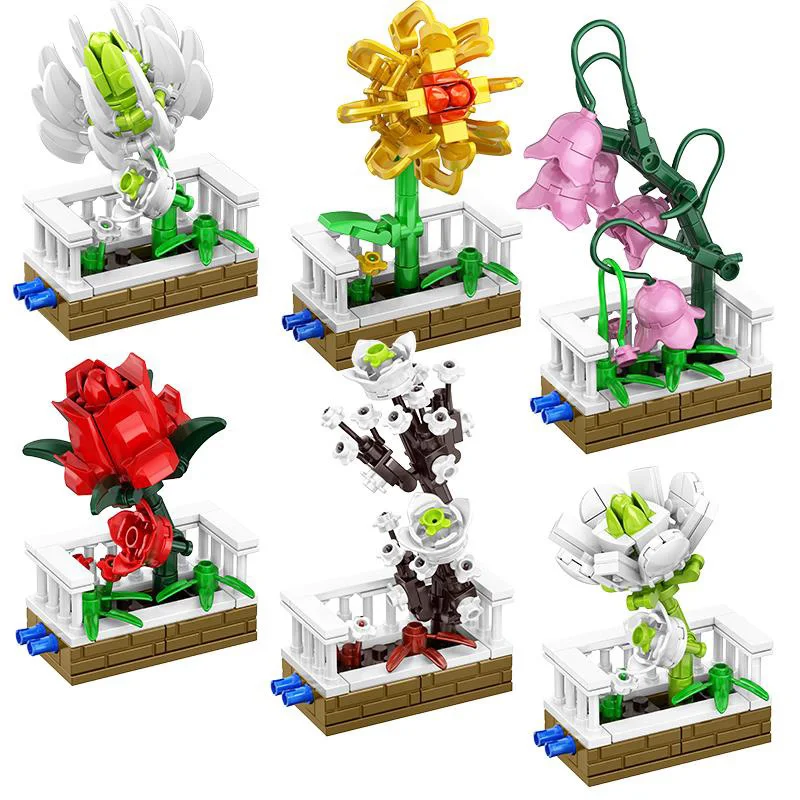 City Creative Series Bouquet In Vaso Flower Office Home Ornament Building Blocks Mattoni Giocattoli Per Ragazze Di Natale