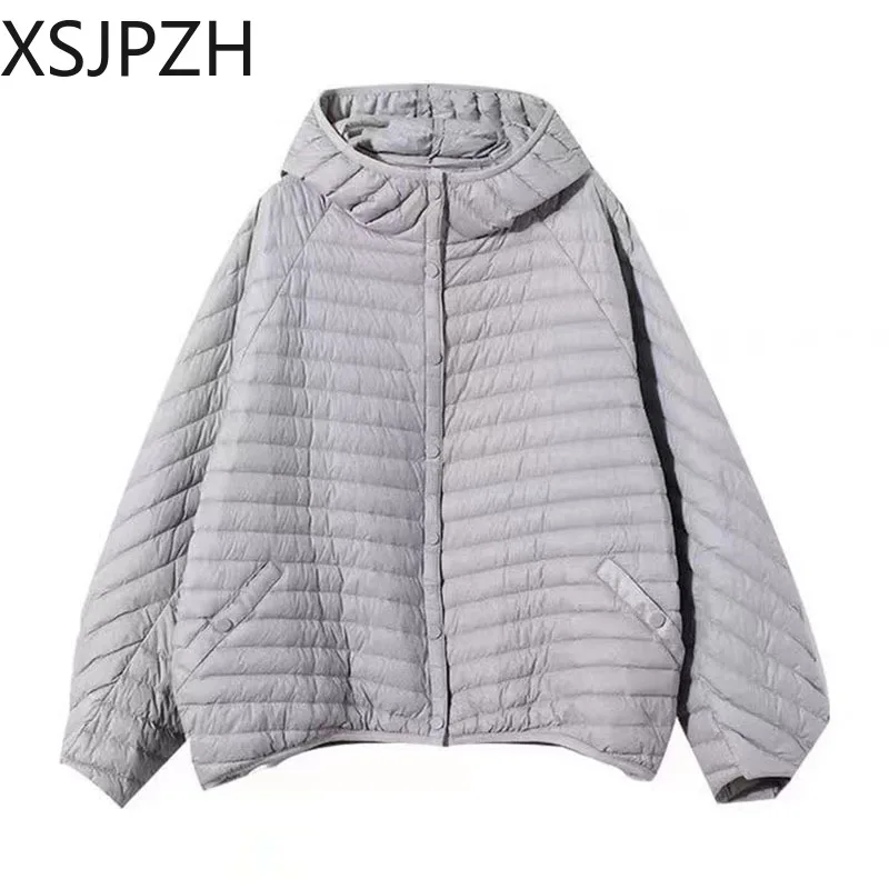 

2024 New Spring Winter Jacket Women Fashion Lightweight Hooded Down Cotton Overcoat Female Loose Casual Warm Parkas Outerwear
