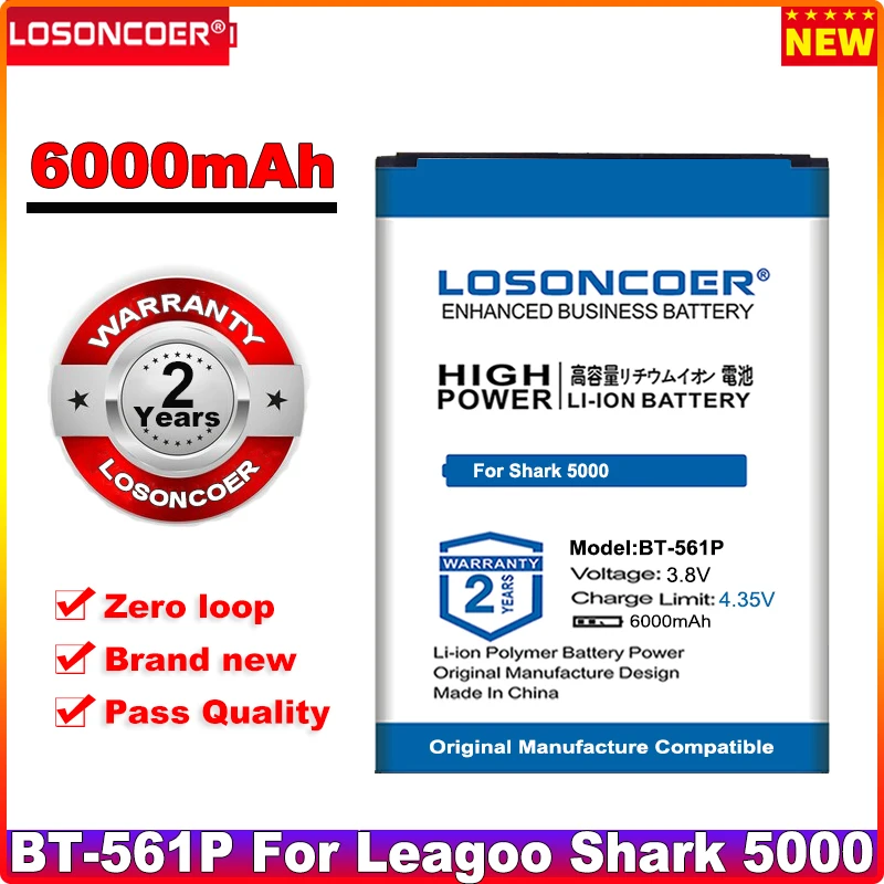 

LOSONCOER 0 Cycle 100% New 6000mAh BT-561P Battery for Leagoo Shark Shark5000 in stock