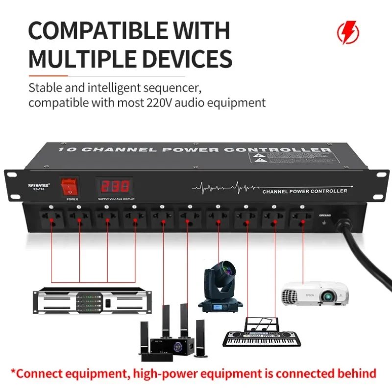 RAYHAYES RS-T03 Professional Audio Equipment Independent Control Power Sequencer Power Switch LCD Screen Display For Home Party