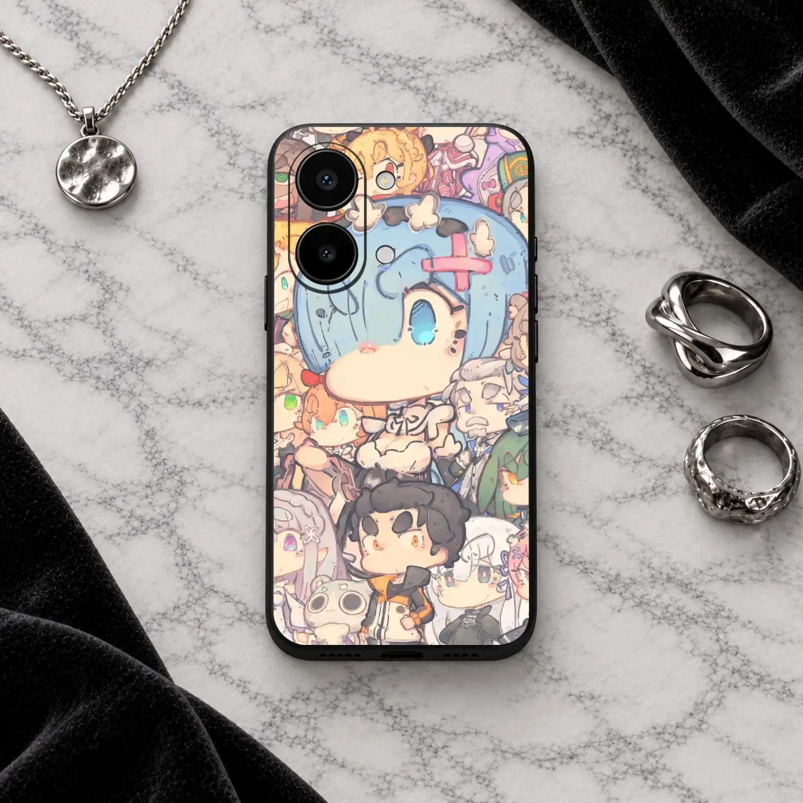 Re Life in a Different World From Zero Shockproof Soft Black Phone Case