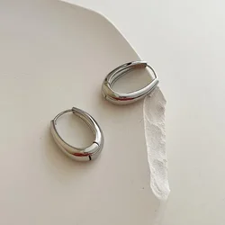 Sleek Stainless Steel Chunky Hoop Earrings - Trendy 2024 Women's Fashion Statement Jewelry (Silver 02)