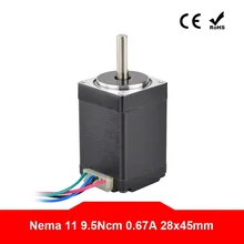 

Nema 11 Stepper Motor 28BYGH 28x28x45mm 1.8deg 0.67A 9.5Ncm/14oz.in Nema11 Step Motor 4-lead for DIY CNC 3D Printer