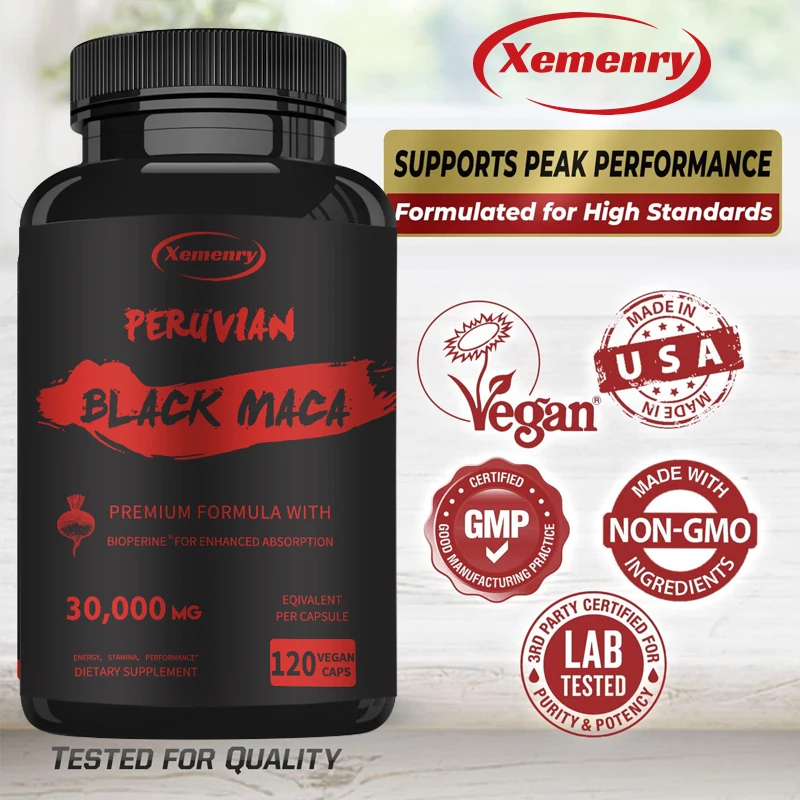 

Black Maca Root - Maximum Strength 30,000 mg - Maca Root Extract from Peru - Natural Vegan Capsules